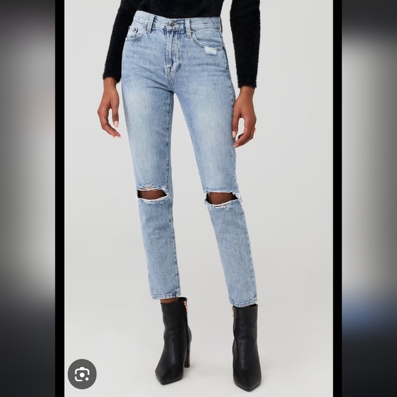 NEW Pistola Anthropologie Nico Mom Jeans Distressed Swell Light Blue Luxury - Picture 16 of 16